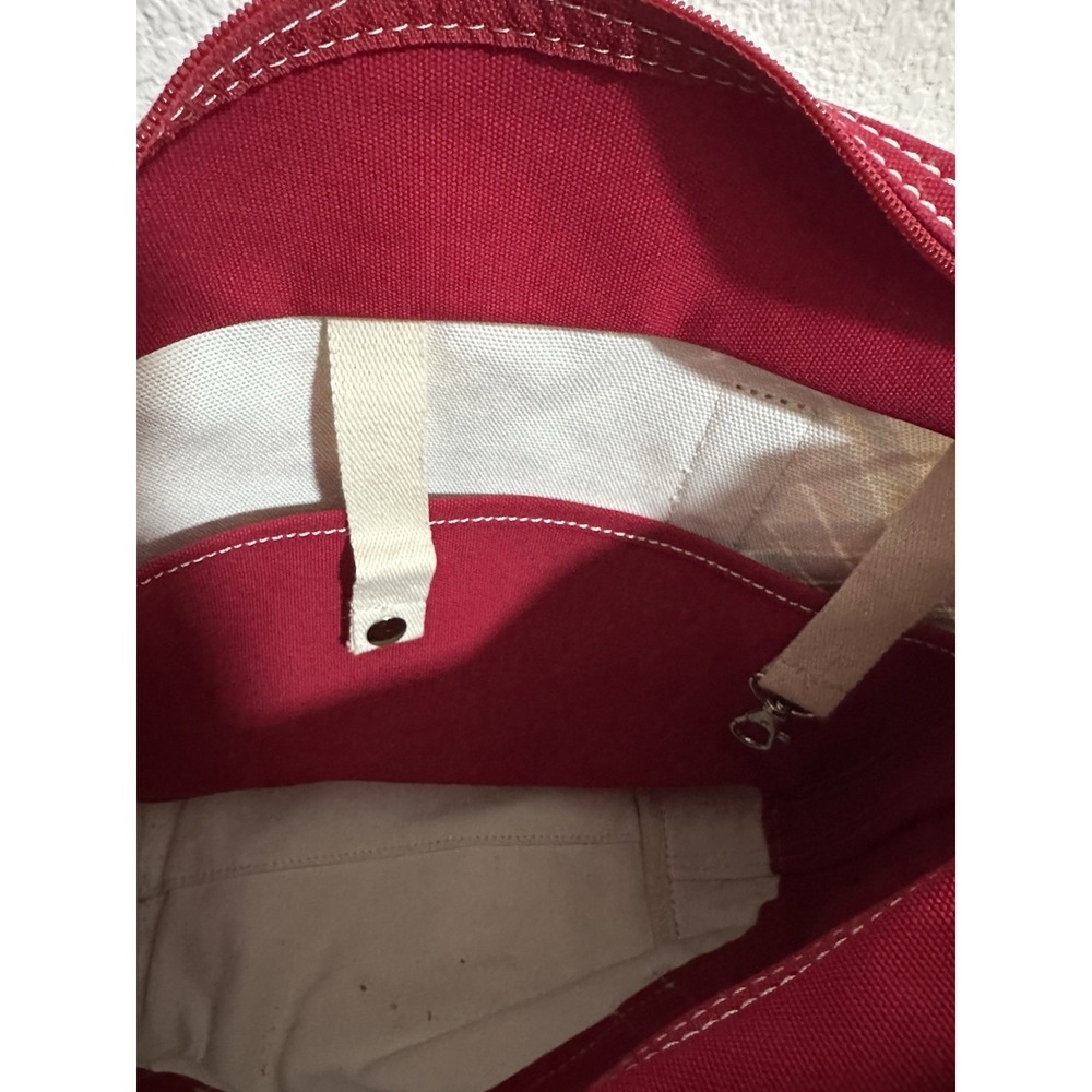 Lands‎ End M 5 Pocket ZipTop Canvas Tote Bag Christmas Red Green White plaid - Picture 6 of 6